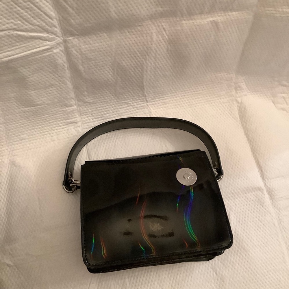 KARA Black Shiny Patent Leather Small Purse Crossbody Bag NWOT - Picture 2 of 13